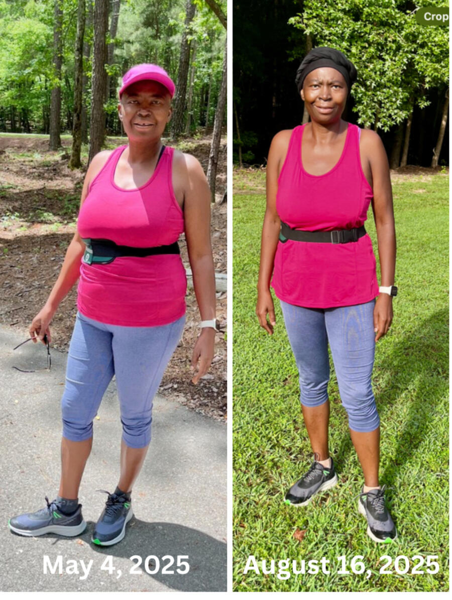 Progress Documentation (Personal Example) Left: May 4, 2025 Right: August 16, 2025 Individual results vary.